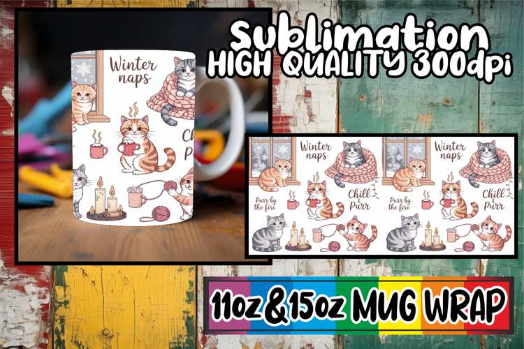 Bright love 11oz 15oz sublimation wrap, Funny Cat