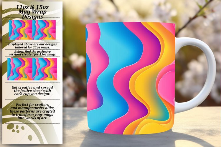 Gradient Pattern Mug Wrap with Bright Colorful 11oz/15oz