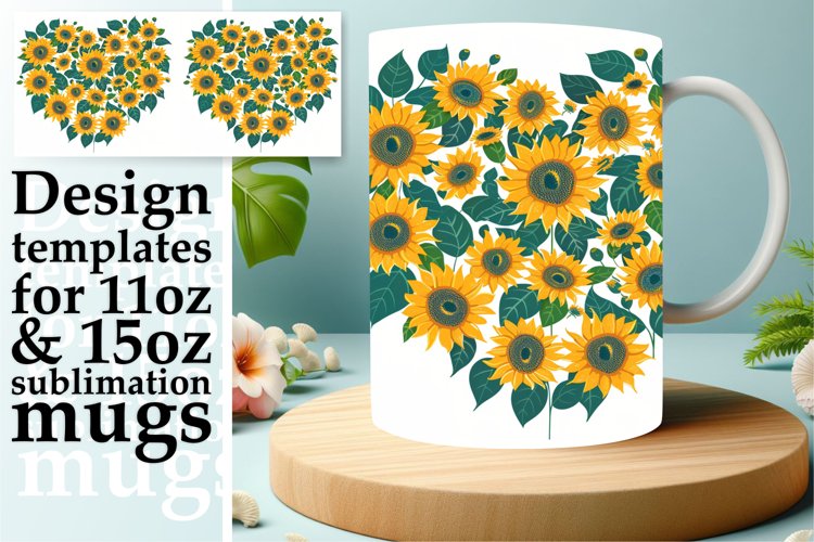 Heart Made of Flowers Mug Wrap Sublimation Art