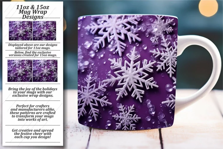 Holiday Magic: Glitter Snowflakes Sublimation Mug Design
