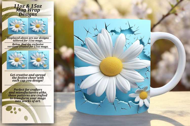 3D Spring Flower Peek Mug Wrap Illusion example image 1