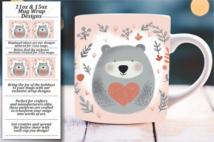 Whimsical Valentine Critters: Watercolor Mug Wrap Collection example image 1