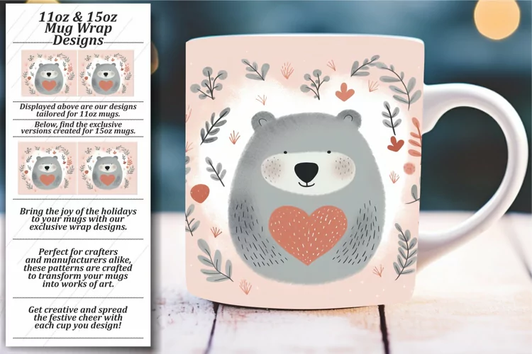 Whimsical Valentine Critters: Watercolor Mug Wrap Collection