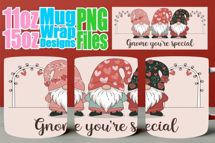Bright adventures 11oz 15oz mug wrap, Love Gnome