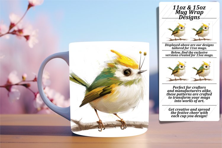 Birds on Branches Mug Wrap 11oz/15oz Sublimation Spring example image 1