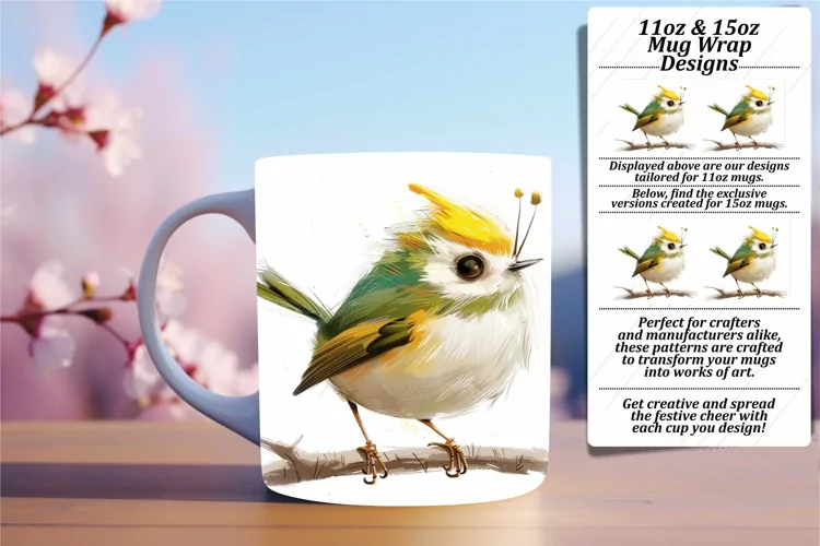 Birds on Branches Mug Wrap 11oz/15oz Sublimation Spring