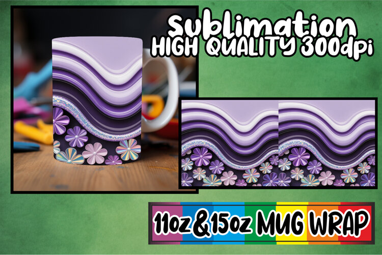 Breathtaking style sublimation 11oz 15oz mug wrap, Pattern example image 1
