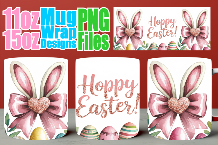 Graceful elegance 11oz 15oz mug wrap, Easter Bow