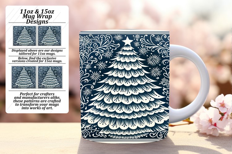 Christmas Tree Patterned Mug Wrap - Sublimation example image 1