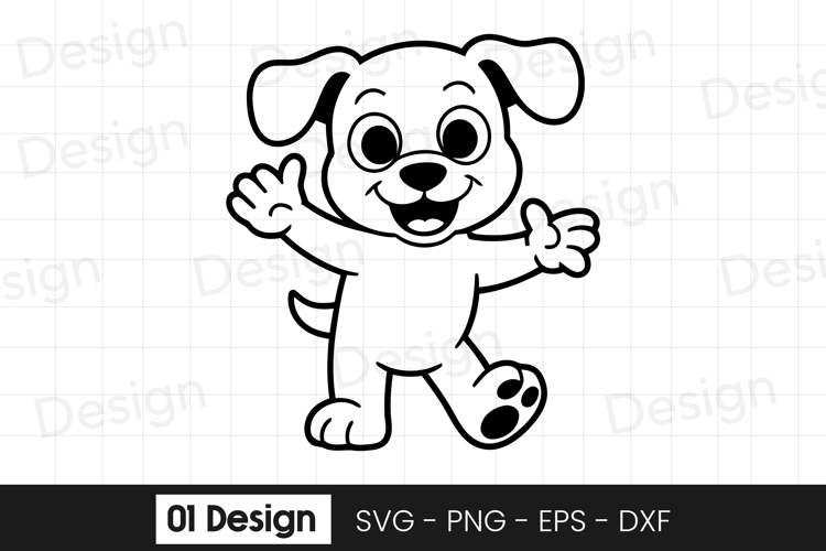 Cute Puppy Cartoon Character Design SVG PNG