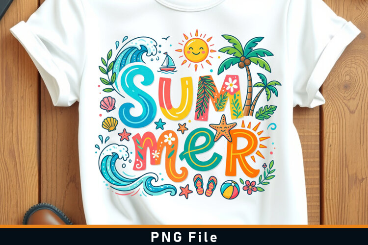 Funny summer Sublimation PNG T shirt Design example image 1