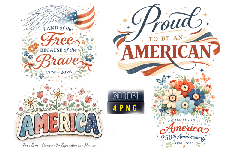America 250 Anniversary Patriotic PNG Sublimation Design