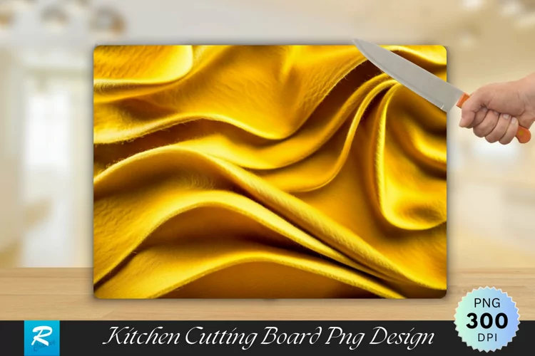 Golden Silky Waves Cutting Board Sublimation Design