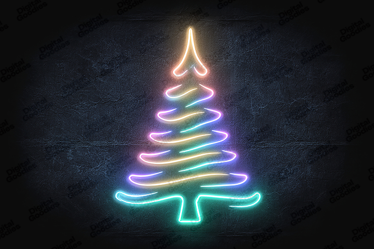 Neon Christmas Tree Design for Holiday Crafts