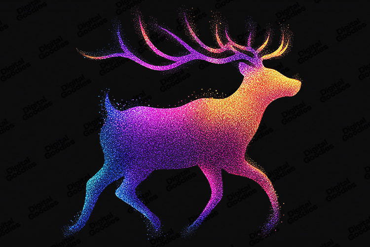Rainbow Glitter Reindeer Silhouette for Craft Designs