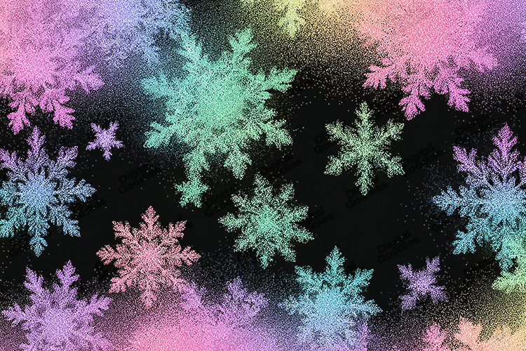 Rainbow Glitter Snowflake Background for Winter Crafts