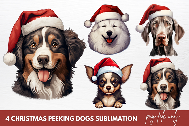 Christmas Peeking Dogs Sublimation Clipart