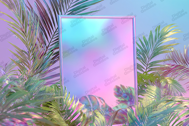 Holographic Tropical Frame Background for Creative Design