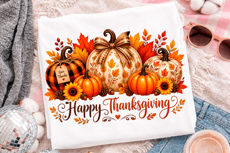 Happy Thanksgiving Pumpkin Harvest Fall Autumn T-Shirt Desig