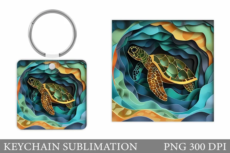 Turtle Keychain Sublimation. Turtle Keychain Design