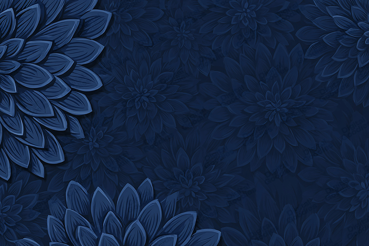 Dark Blue Floral Background with Layered Petal Artwork