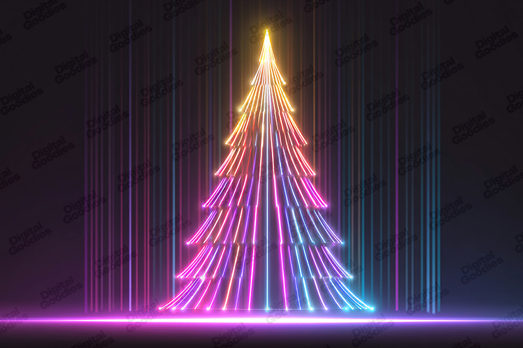 Neon Christmas Tree Lights Design for Holiday Crafts