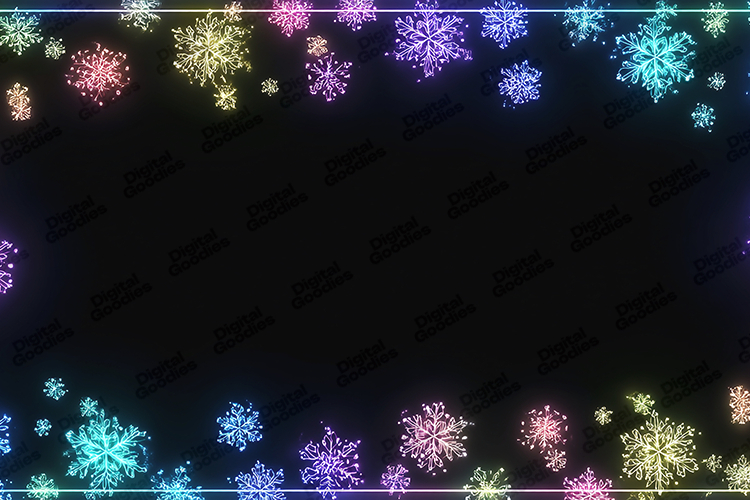 Neon Snowflake Frame Background for Winter Craft Designs