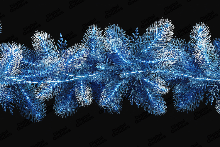 Frosty Blue Pine Branch Border for Winter Craft Designs