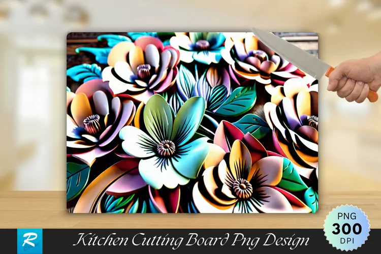 3D Flowers Cutting Board Sublimation Design