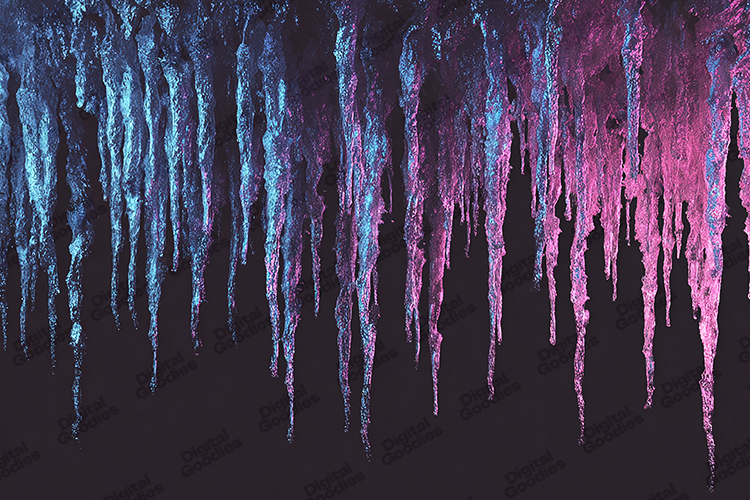 Neon Icicle Winter Border Background for Craft Designs