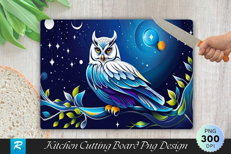 White Owl Cutting Board Sublimation Design example image 1