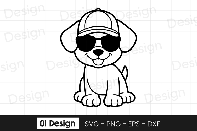 Cool Puppy Sunglasses Cartoon SVG PNG