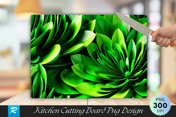 Green Floral Cutting Board Sublimation Design