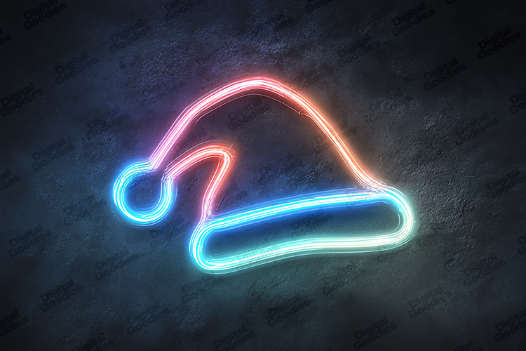 Neon Santa Hat Illustration Background for Christmas Crafts