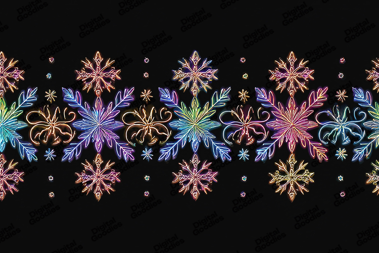 Neon Snowflake Border Pattern for Winter Craft Projects