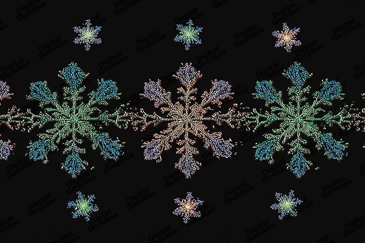Glowing Neon Snowflake Border Pattern for Winter Crafts