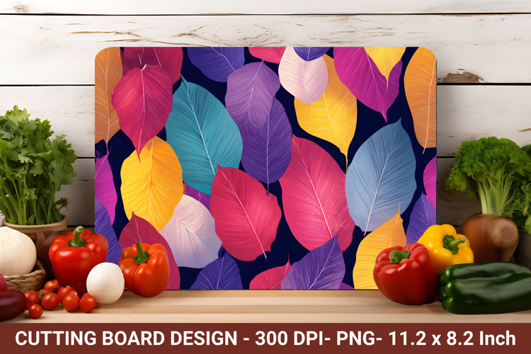 Colorful Tropical Leaves Cutting Board | Cutting Board Png