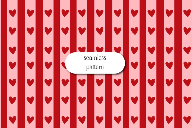 Red Heart Stripe Seamless Valentine Pattern Digital Paper