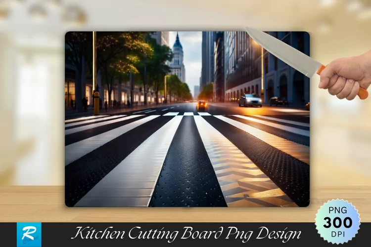 Crosswalk on the Road for Safety Cutting Board Sublimation