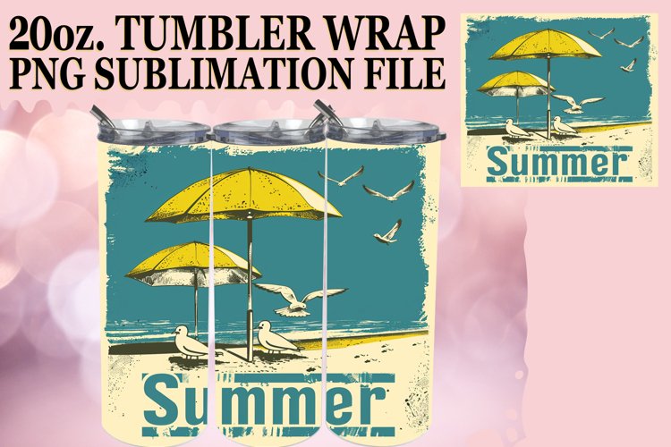 Retro Summer Design,Tumbler Wrap 20oz example image 1