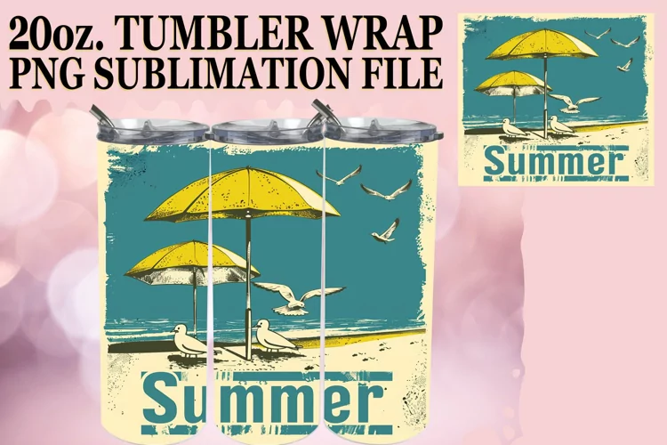 Retro Summer Design,Tumbler Wrap 20oz