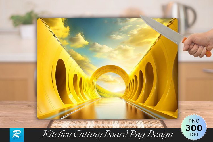 Yellow Tunnel with a Sky Cutting Board Sublimation Design example image 1