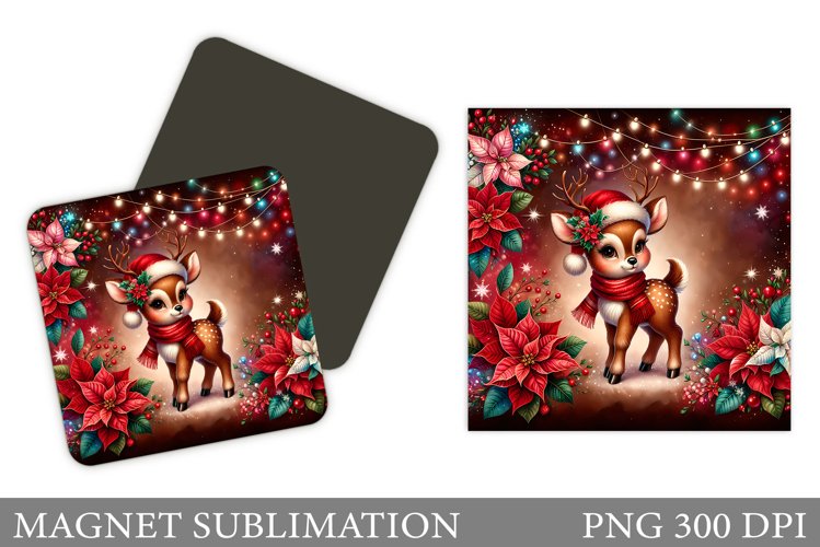 Christmas Deer Magnet Design. Christmas Magnet Sublimation example image 1