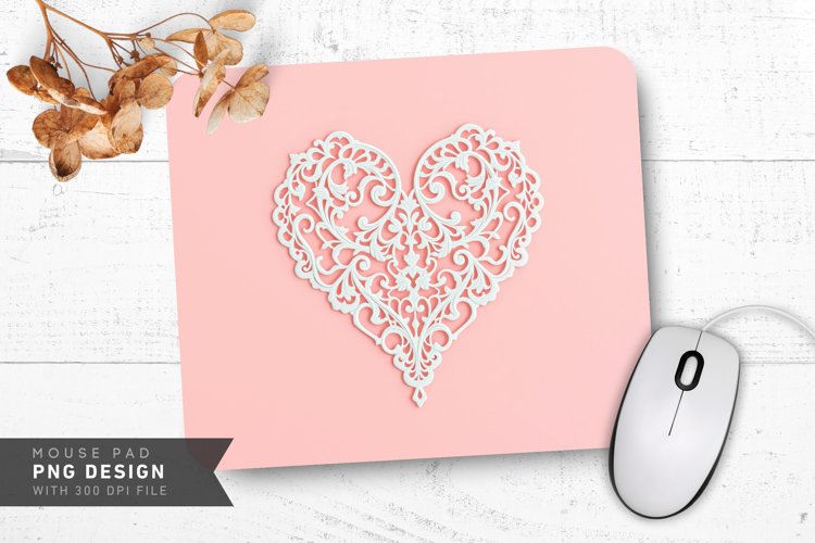 Elegant Lace Hearts Mouse Pad PNG Design