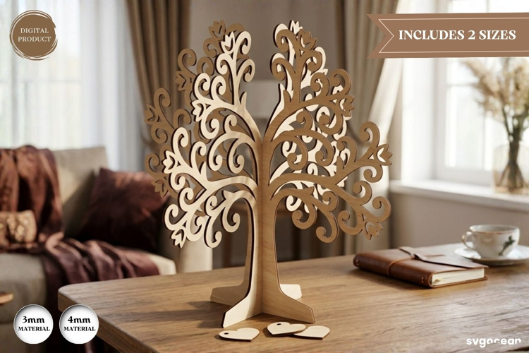 3D Family Tree Stand Laser Cut| Glowforge | SVG