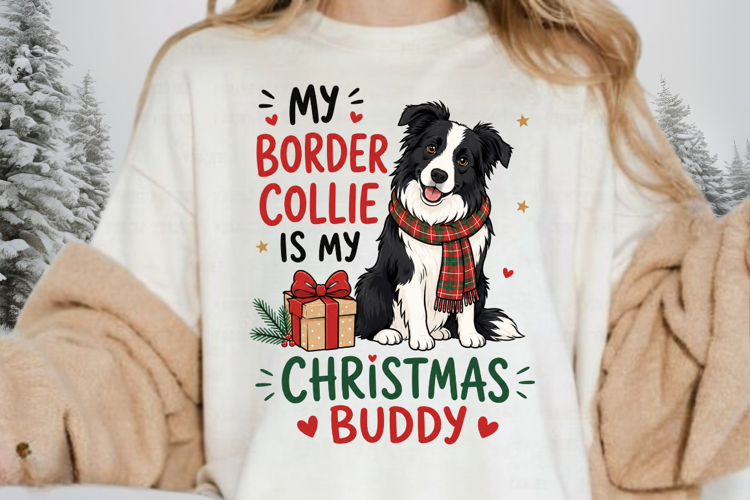 Border Collie Christmas PNG, My Border Collie Is My
