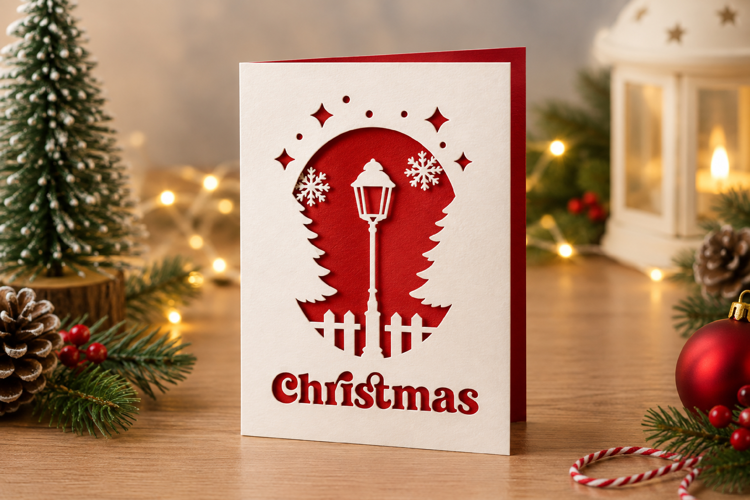 Christmas Greeting Card Paper Cut SVG