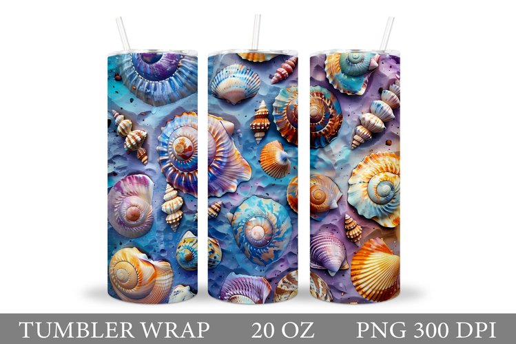 3D Seashell Tumbler Design. Sea Tumbler Sublimation