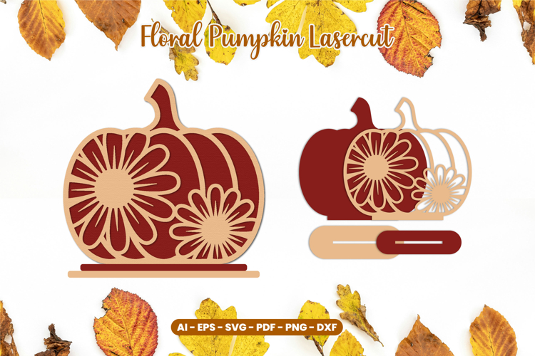Autumn Floral Pumpkin Laser Cut SVG | Standing Fall Decor