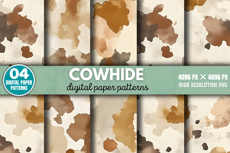 Cowhide Digital Paper Background PNG